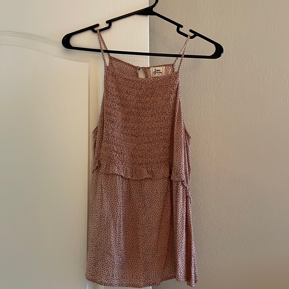 Pale Pink blacked Dotted Blouse